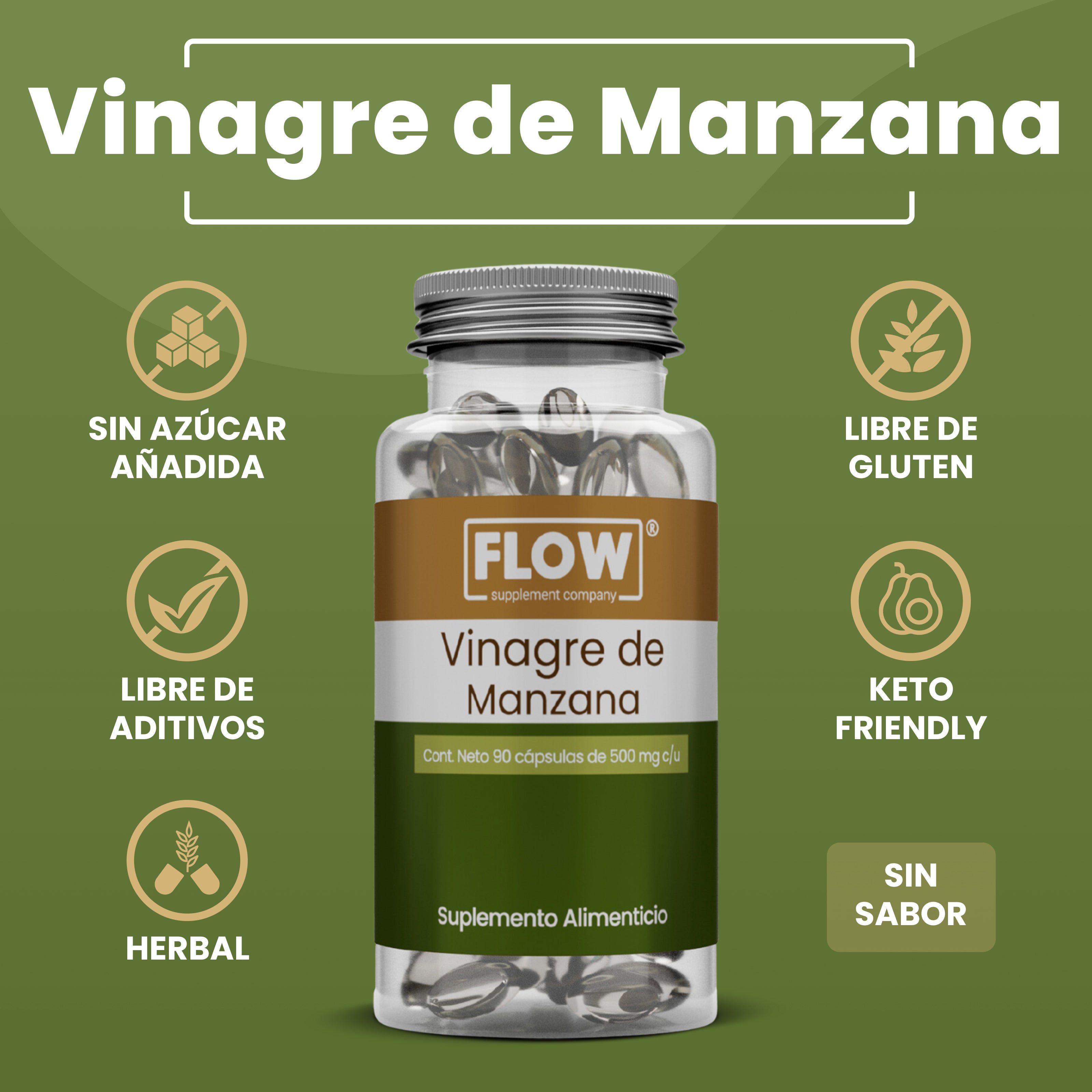 Vinagre de Manzana / 90 cpsulas de 500 mg c/u Flow Supplements Company Vinagre de Manzana / 90 cpsulas de 500 mg c/u Flow Supplements Company